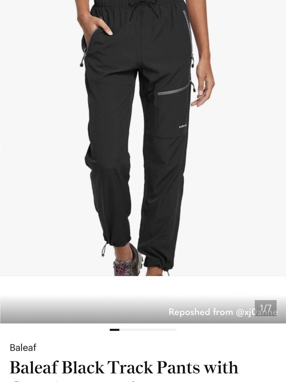 Baleaf Black Track Pants with Zip Pocket